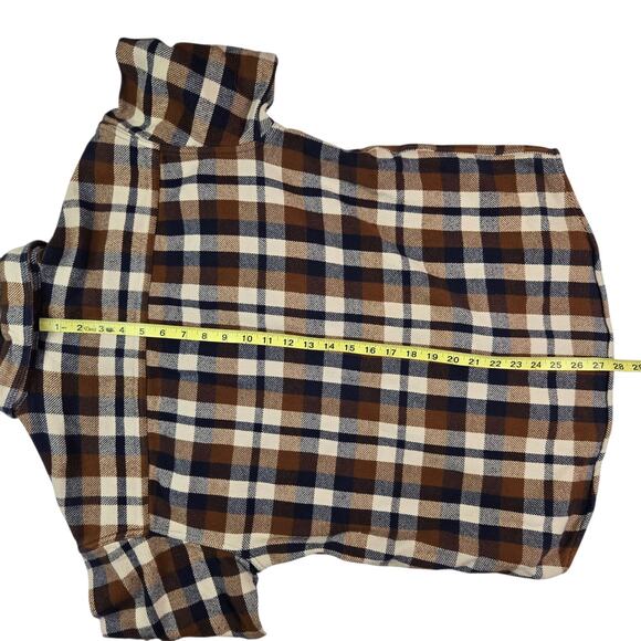 Mens American Eagle Plaid Flannel Jacket Size Medium Brown Gray Hood Shacket - Picture 5 of 6